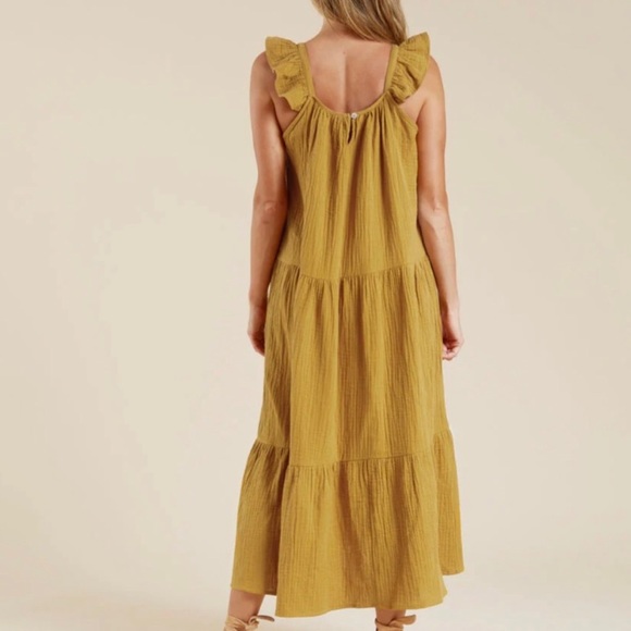Rylee & Cru Abbie tiered maxi dress women’s XS in gold - Picture 2 of 2